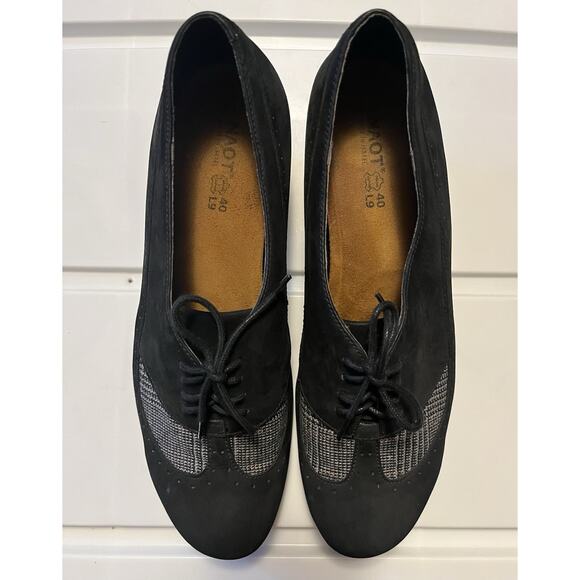 Naot Shoes Womens 40 Oxford Black Lace Up Comfort Round Toe Casual Cuban Heels - Picture 2 of 10
